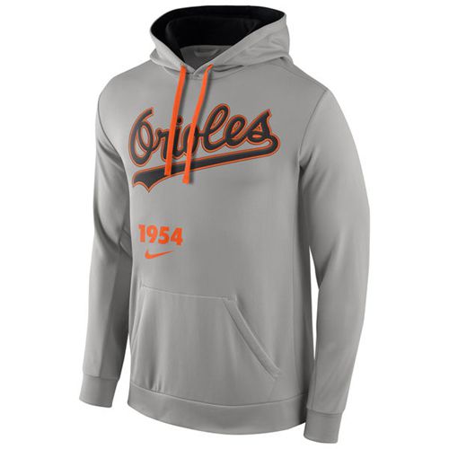Baltimore Orioles Nike Cooperstown Performance Pullover Gray MLB Hoodie - Click Image to Close